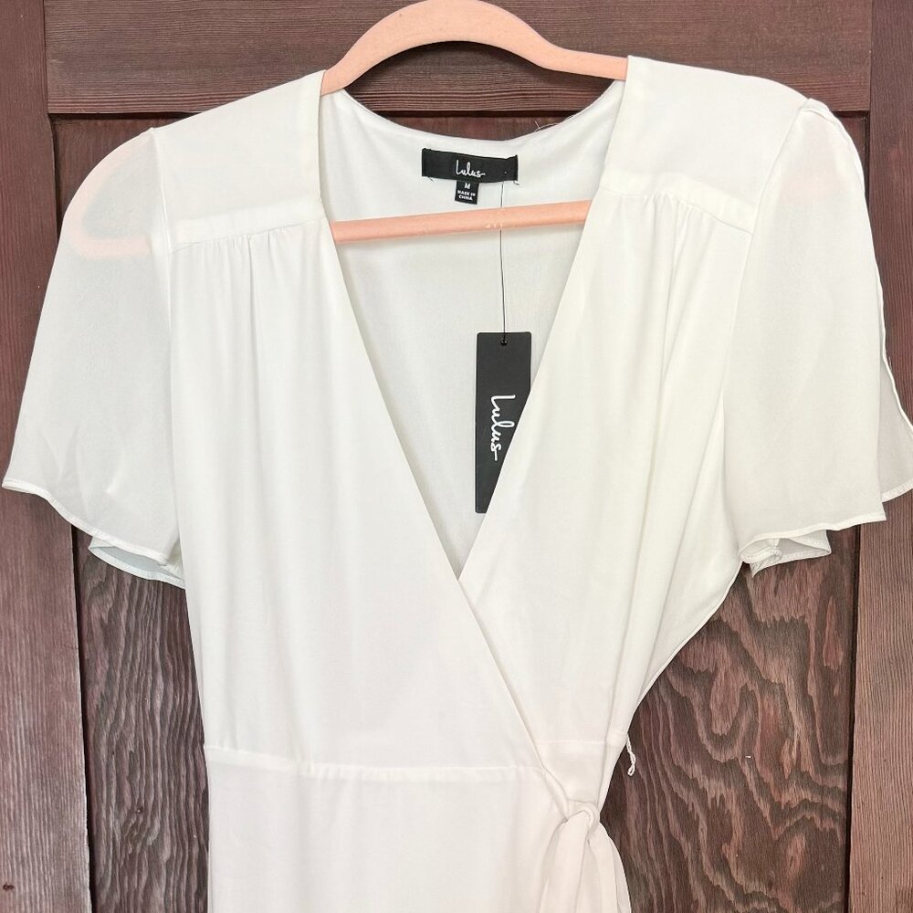 Lulu's White Midi Wrap Dress